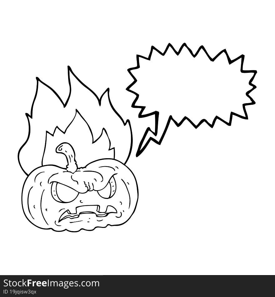 freehand drawn speech bubble cartoon halloween pumpkin