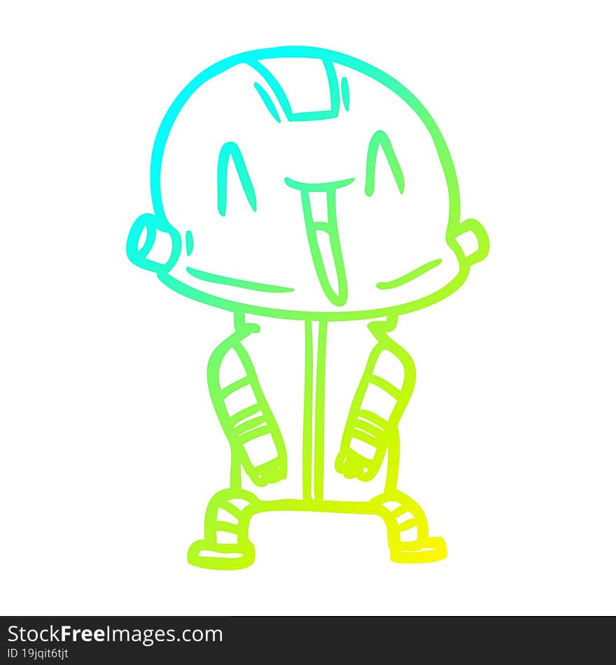 cold gradient line drawing cartoon robot