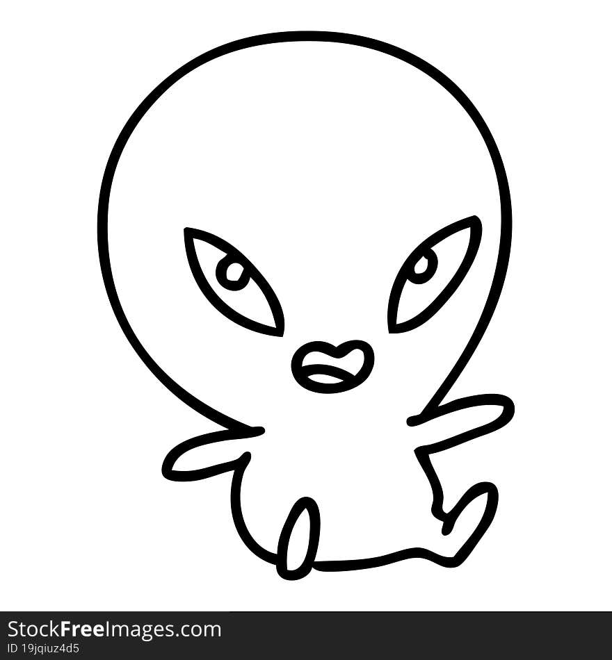 cute line doodle of an alien. cute line doodle of an alien