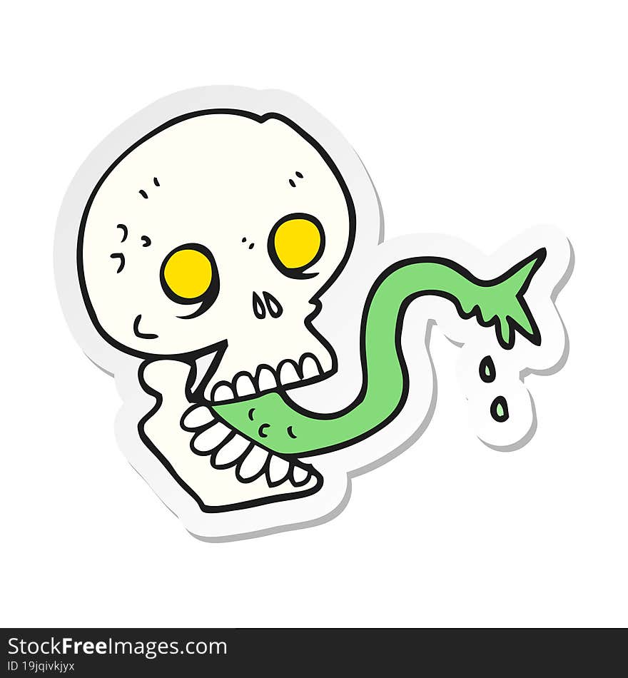 sticker of a cartoon spooky halloween skull