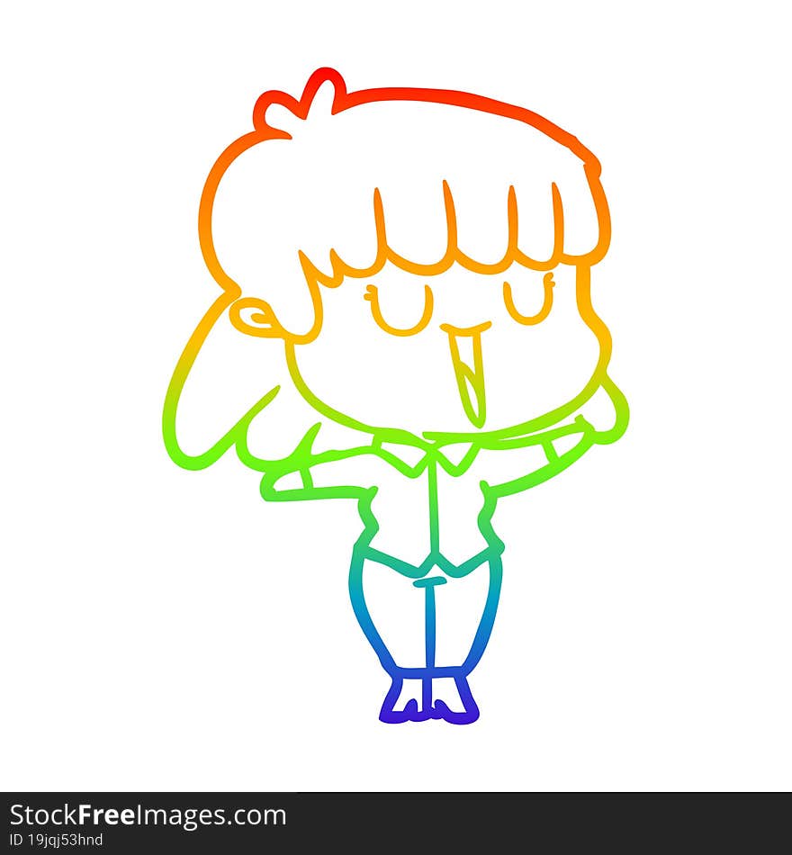 rainbow gradient line drawing of a cartoon woman