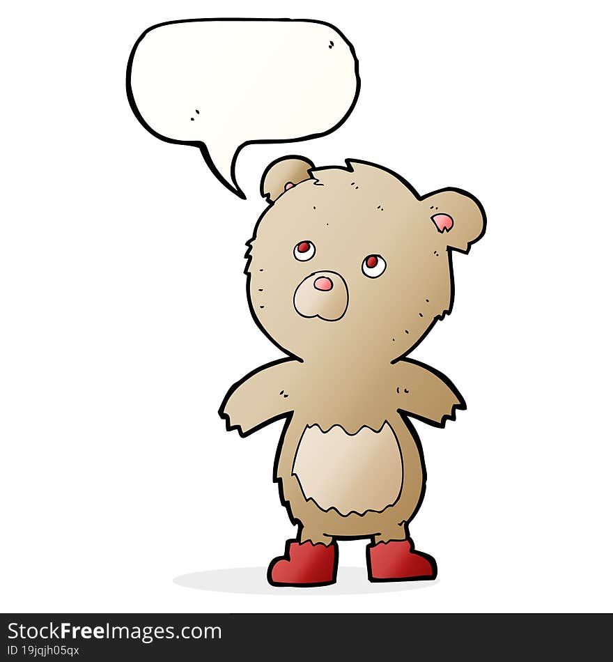 Cartoon Teddy Bear With Speech Bubble