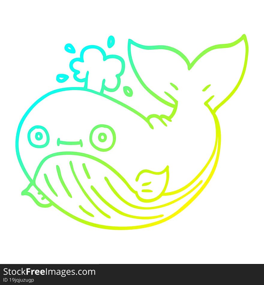 cold gradient line drawing cartoon whale