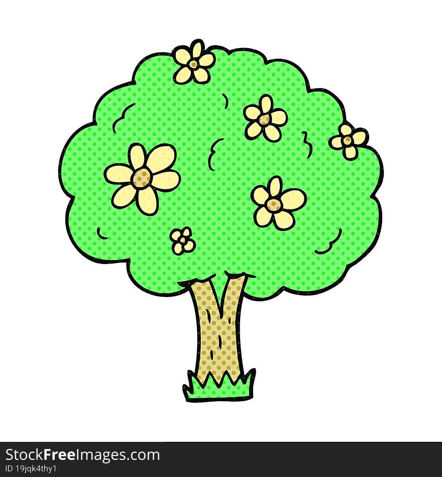 cartoon tree with flowers