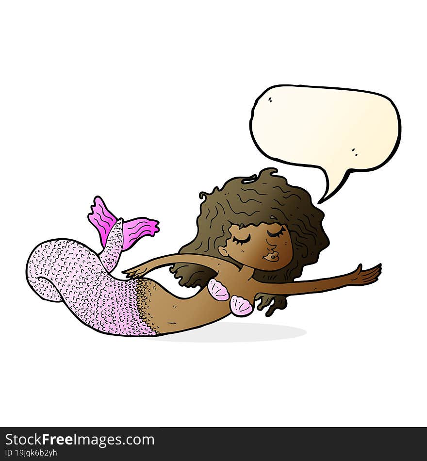 Cartoon Mermaid With Speech Bubble