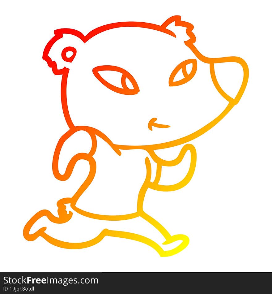 warm gradient line drawing cute cartoon bear