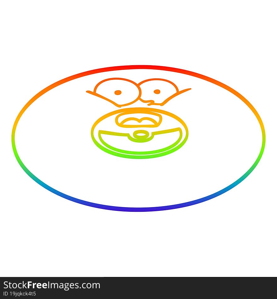 Rainbow Gradient Line Drawing Cartoon Old Vinyl Record