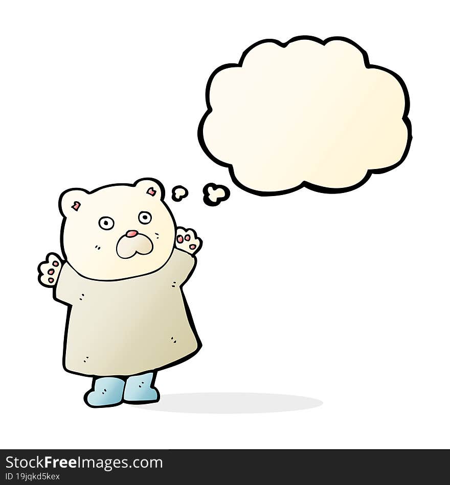 funny cartoon polar bear with thought bubble