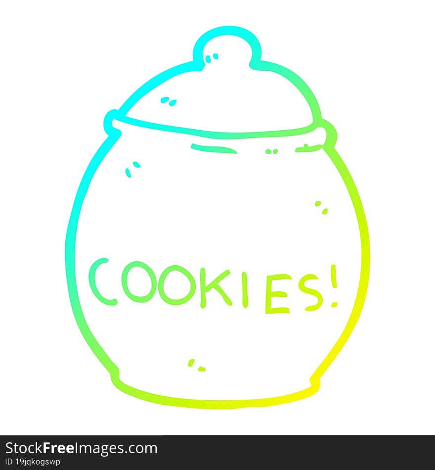 cold gradient line drawing cartoon cookie jar