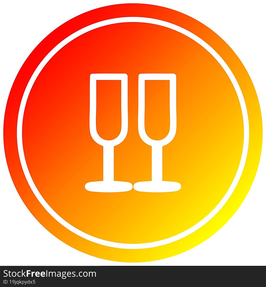 champagne glasses circular in hot gradient spectrum