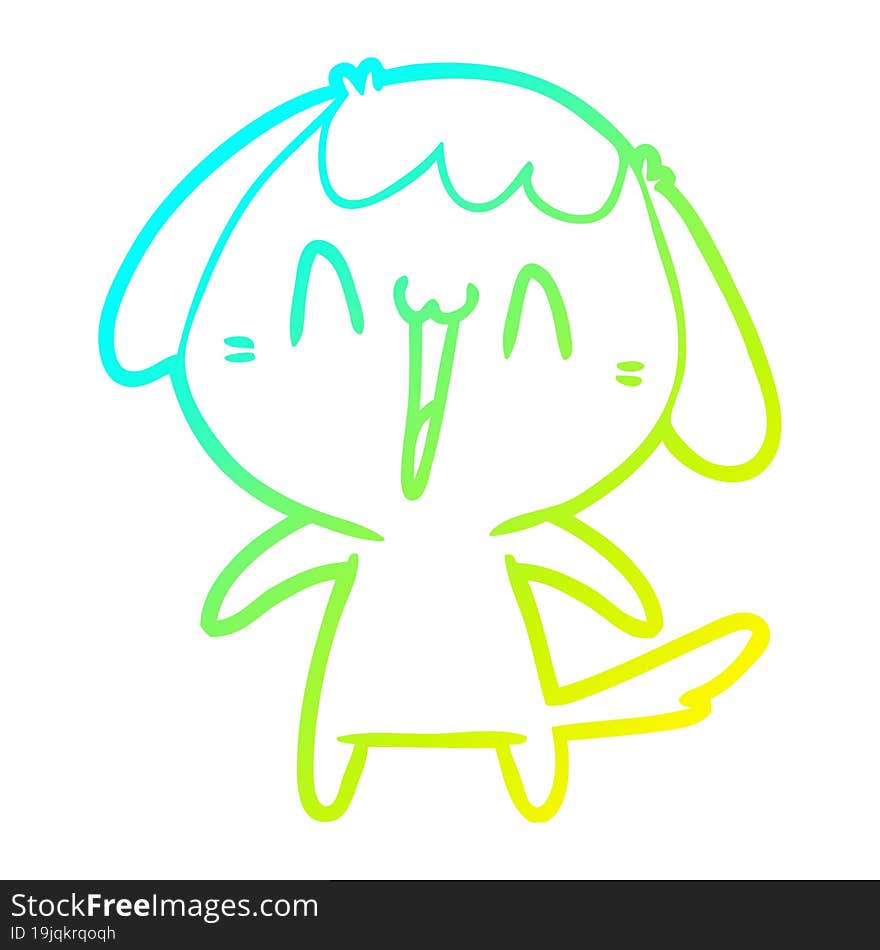 Cold Gradient Line Drawing Cute Cartoon Dog