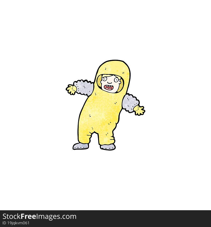 cartoon man in protective suit