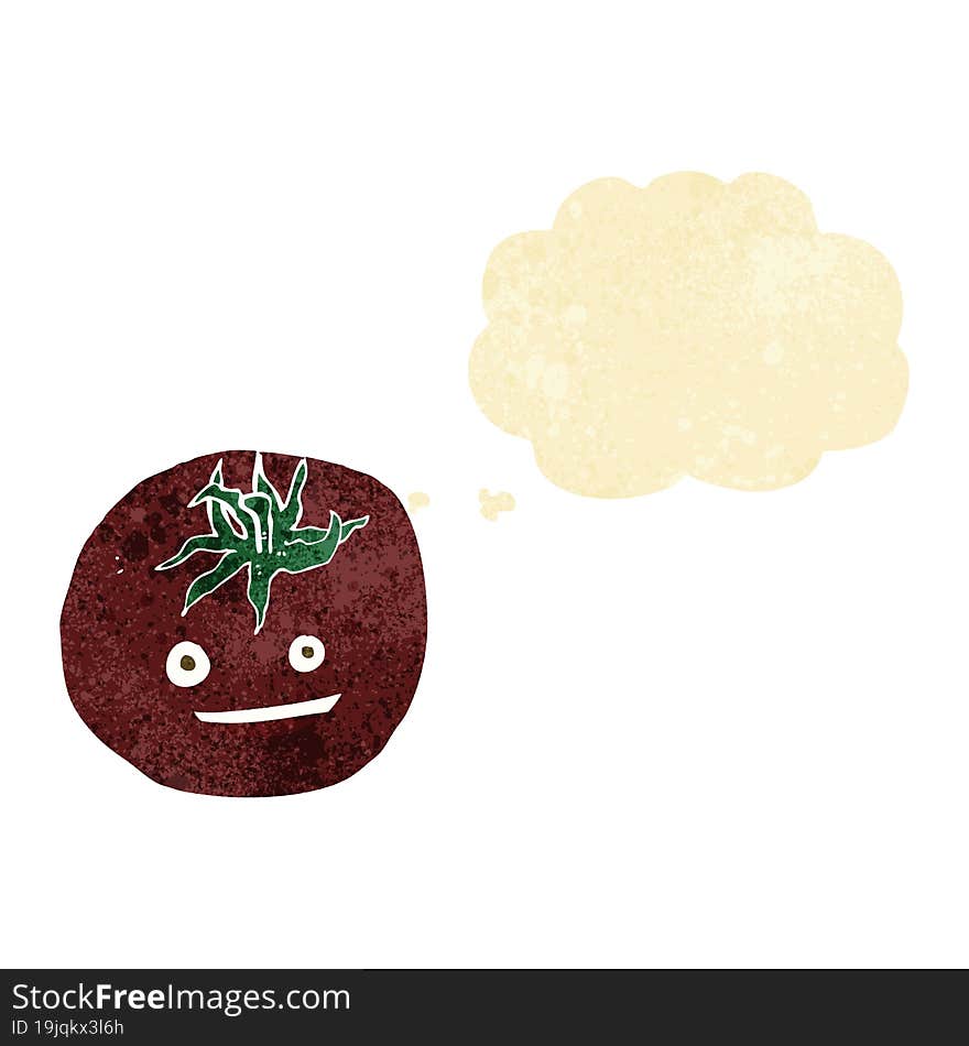 cartoon tomato with thought bubble