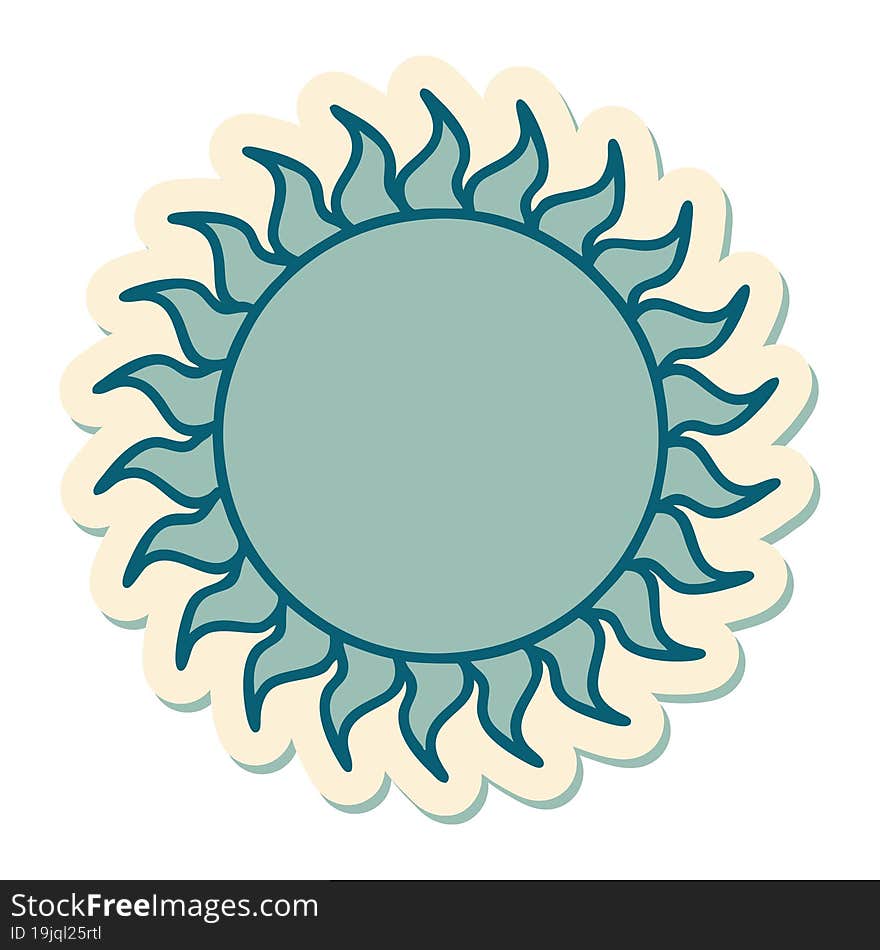 tattoo style sticker of a sun