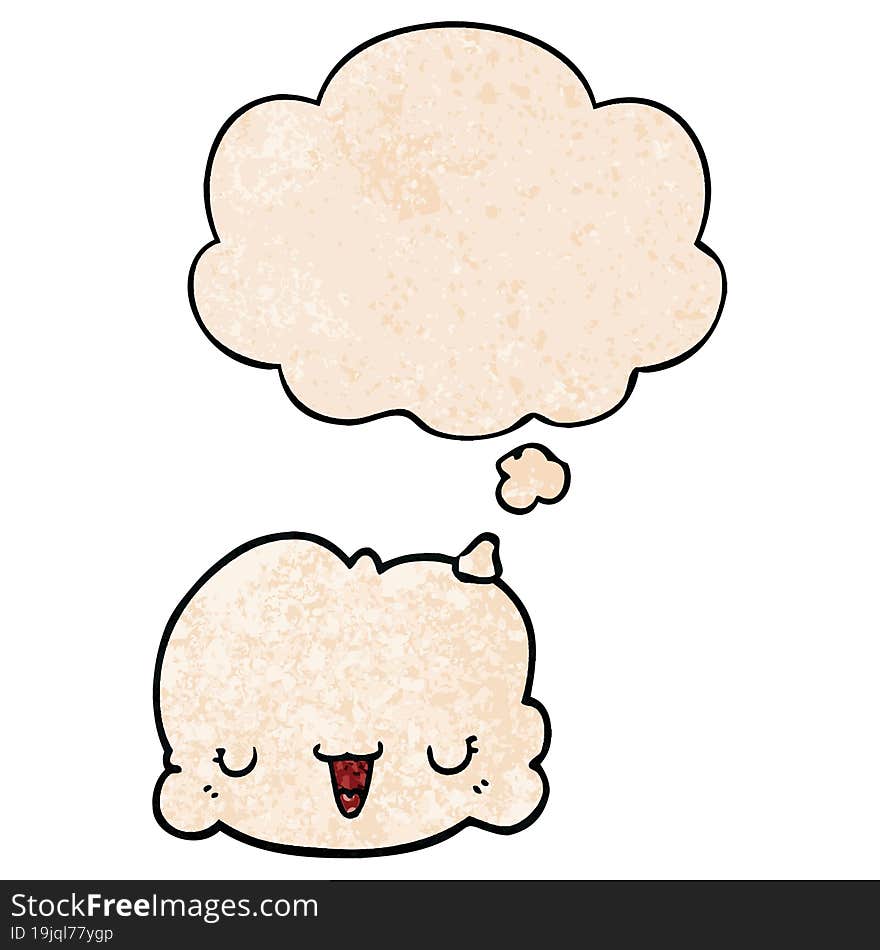 cute cartoon cloud and thought bubble in grunge texture pattern style