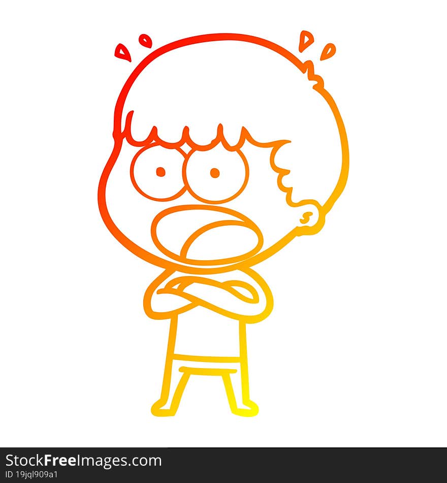 warm gradient line drawing cartoon shocked man