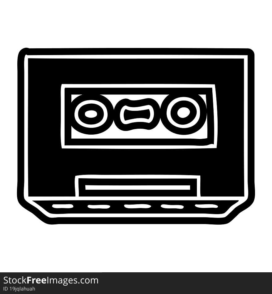 cartoon icon drawing of a retro cassette tape