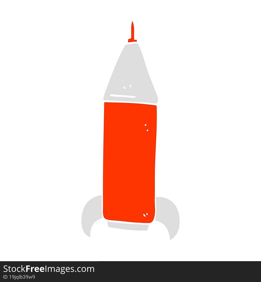 Flat Color Illustration Of A Cartoon Space Rocket