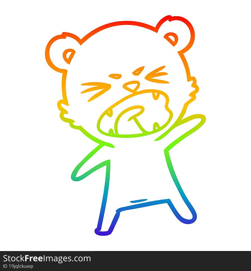 rainbow gradient line drawing angry cartoon polar bear