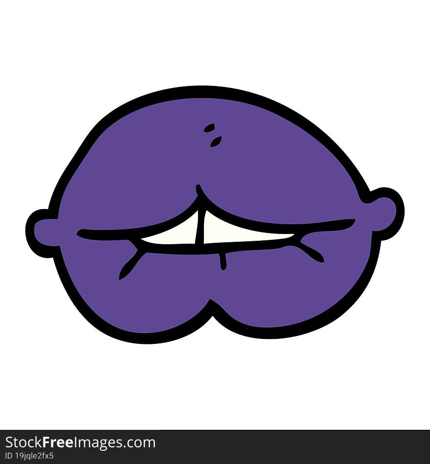 cartoon doodle purple lips