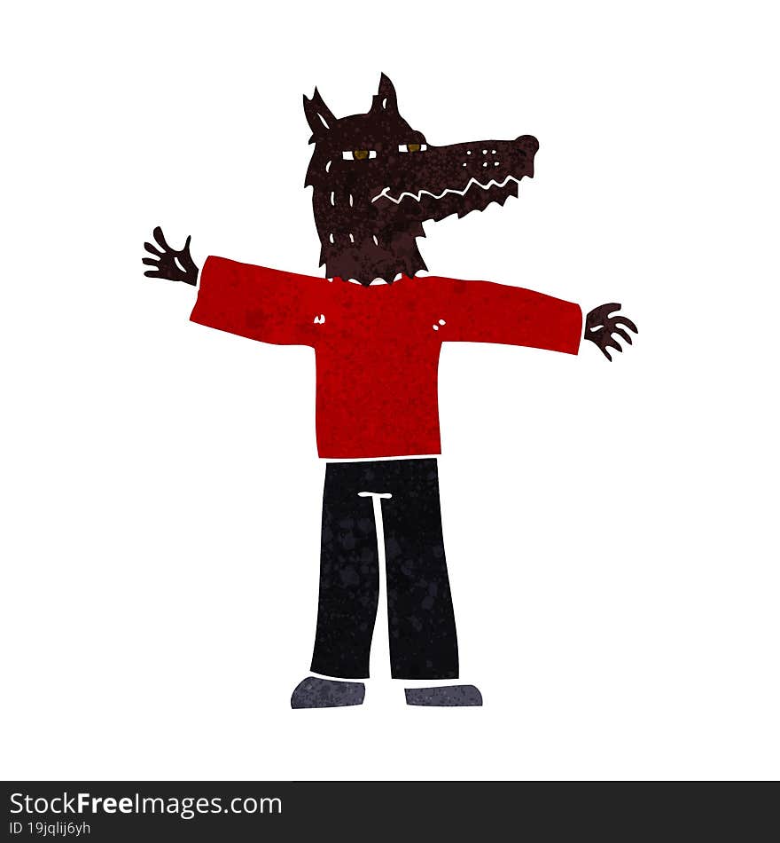 Cartoon Happy Wolf Man