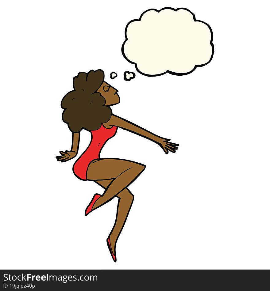 Cartoon Dancing Woman With Thought Bubble