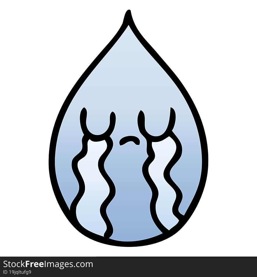 gradient shaded quirky cartoon emotional rain drop. gradient shaded quirky cartoon emotional rain drop