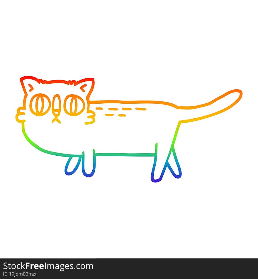 rainbow gradient line drawing cartoon funny cat