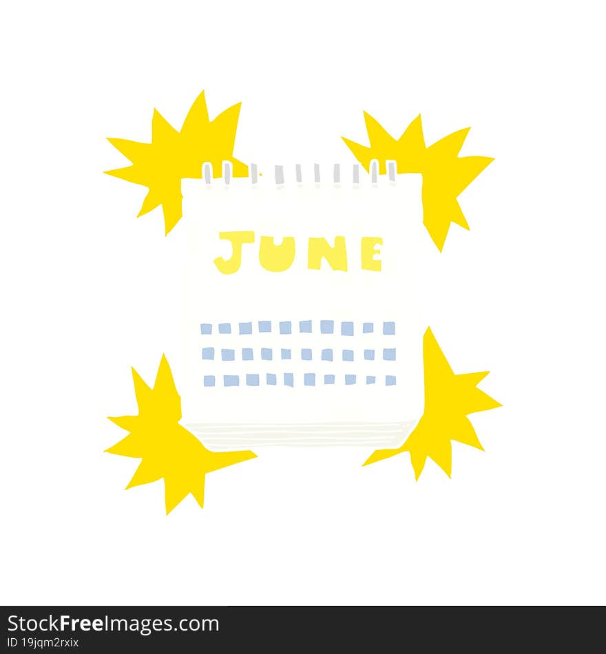 flat color illustration of a cartoon calendar showing month of