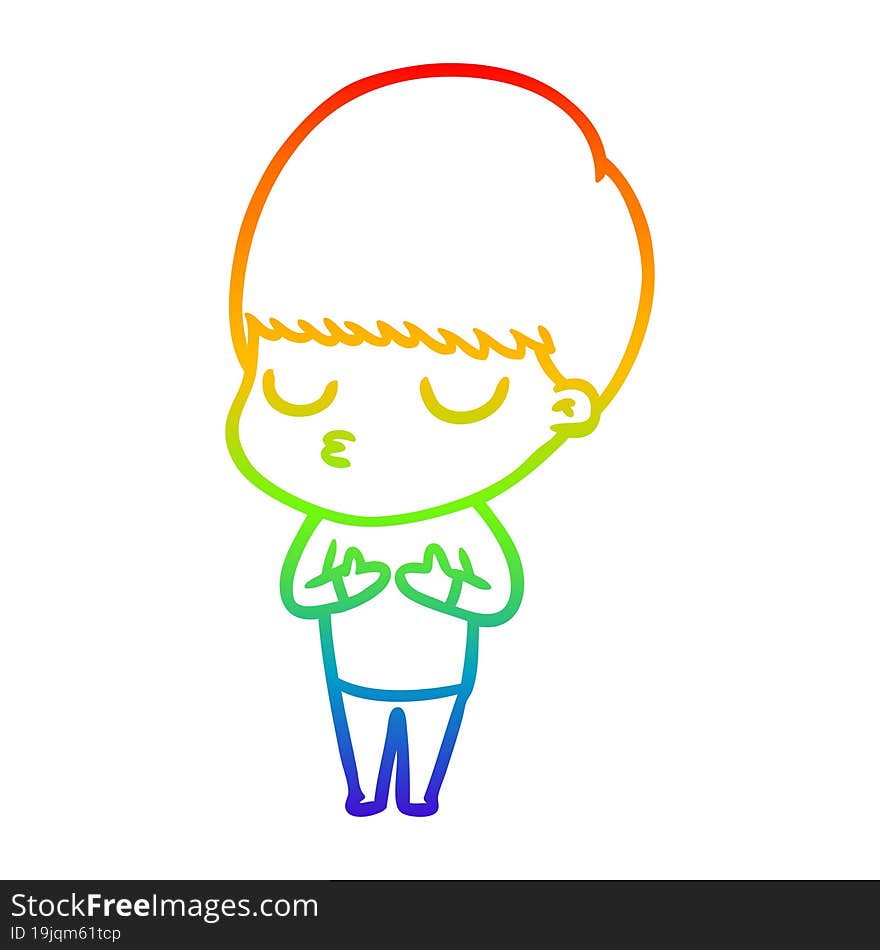 rainbow gradient line drawing cartoon calm boy