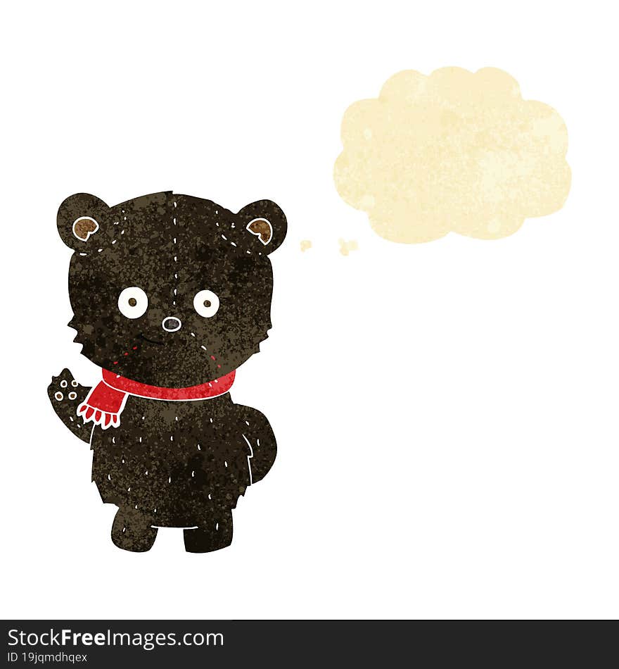 Cute Cartoon Black Bear With Thought Bubble