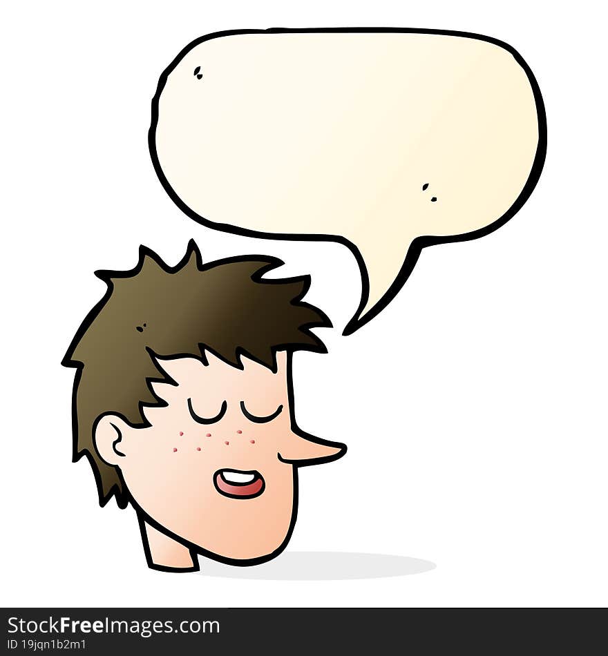 cartoon happy boy face with speech bubble