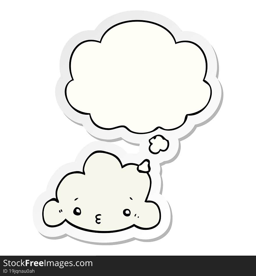 cartoon cloud and thought bubble as a printed sticker