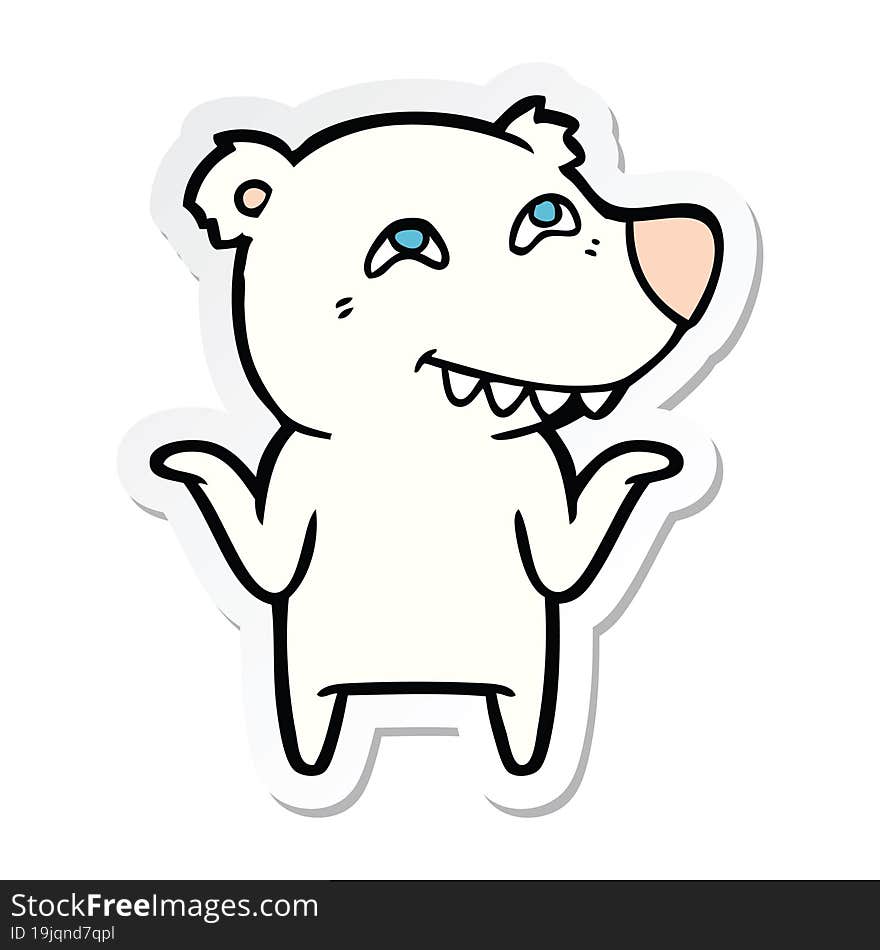 sticker of a cartoon polar bear showing teeth