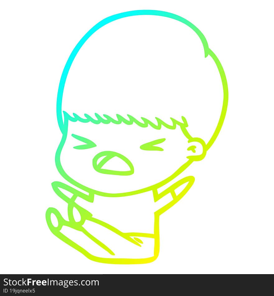 cold gradient line drawing cartoon stressed man