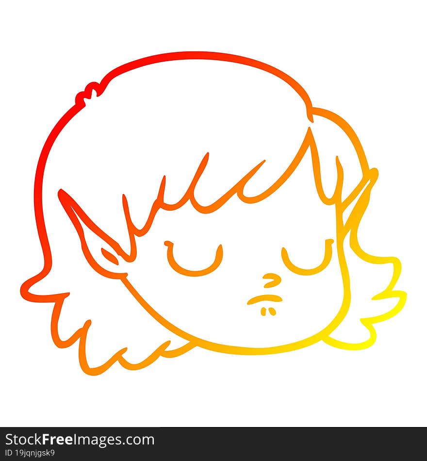 Warm Gradient Line Drawing Cartoon Elf Girl