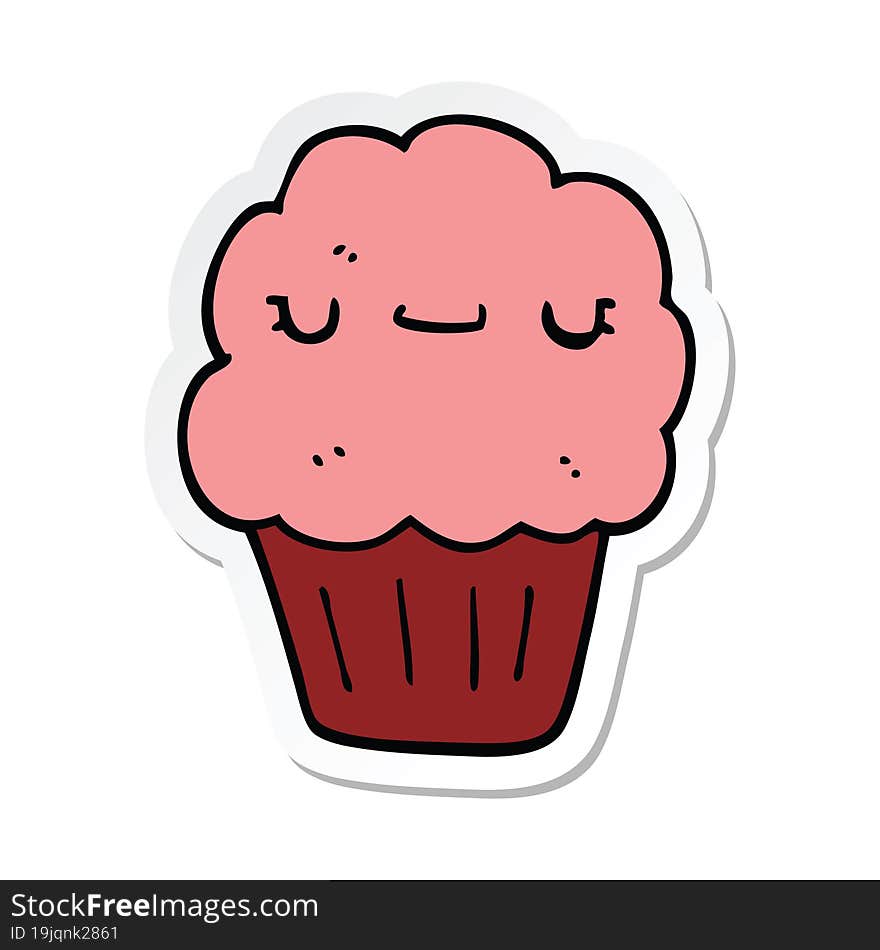 Sticker Of A Cartoon Muffin