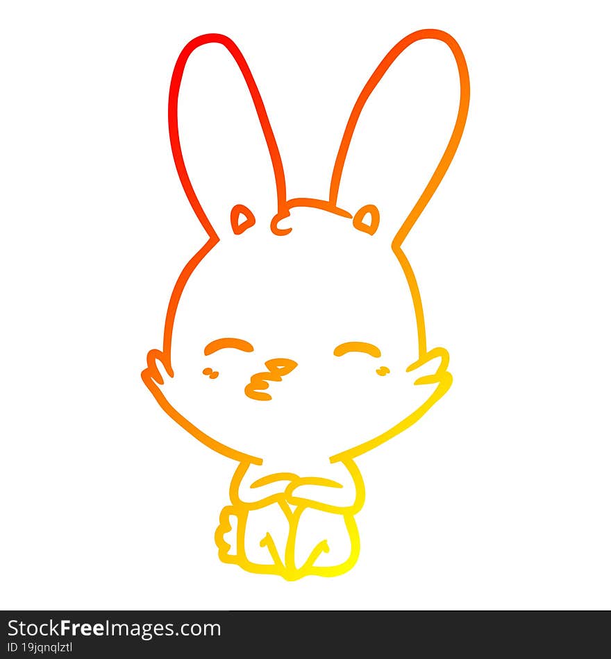 Warm Gradient Line Drawing Curious Bunny Cartoon