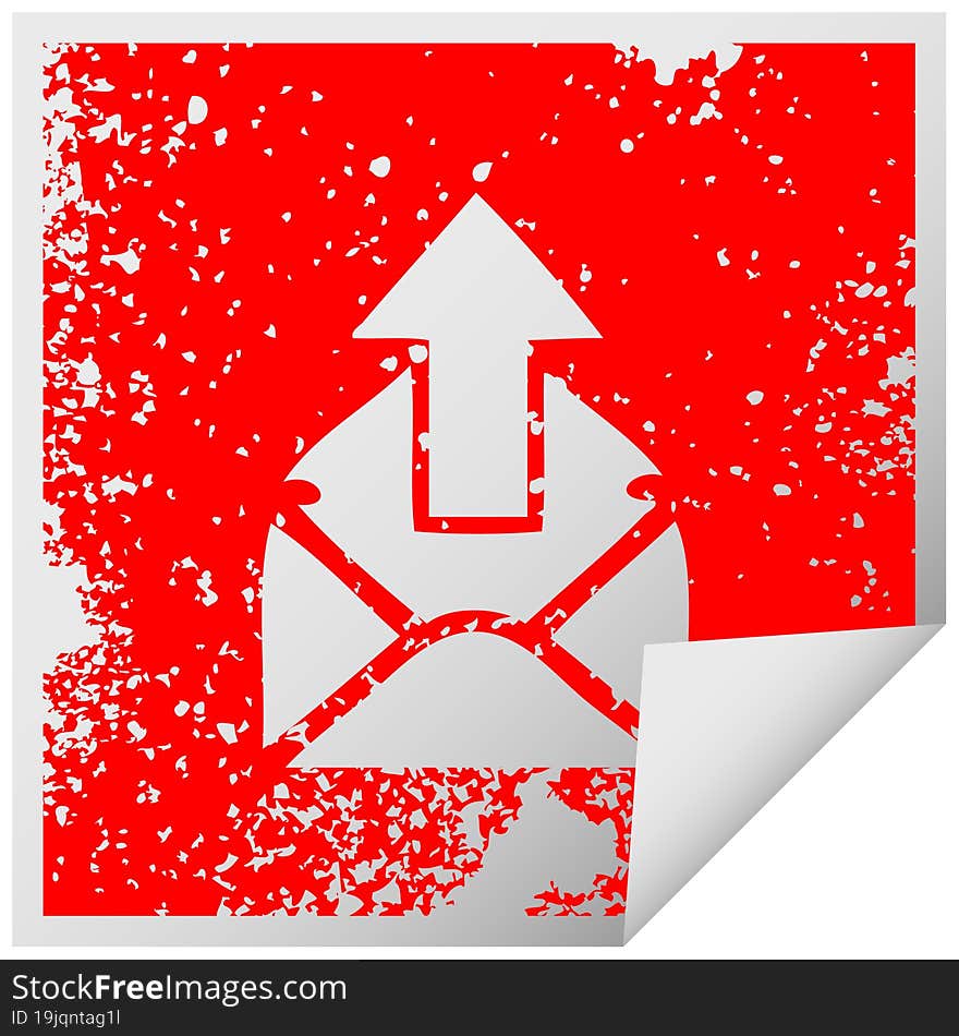 distressed square peeling sticker symbol email sign