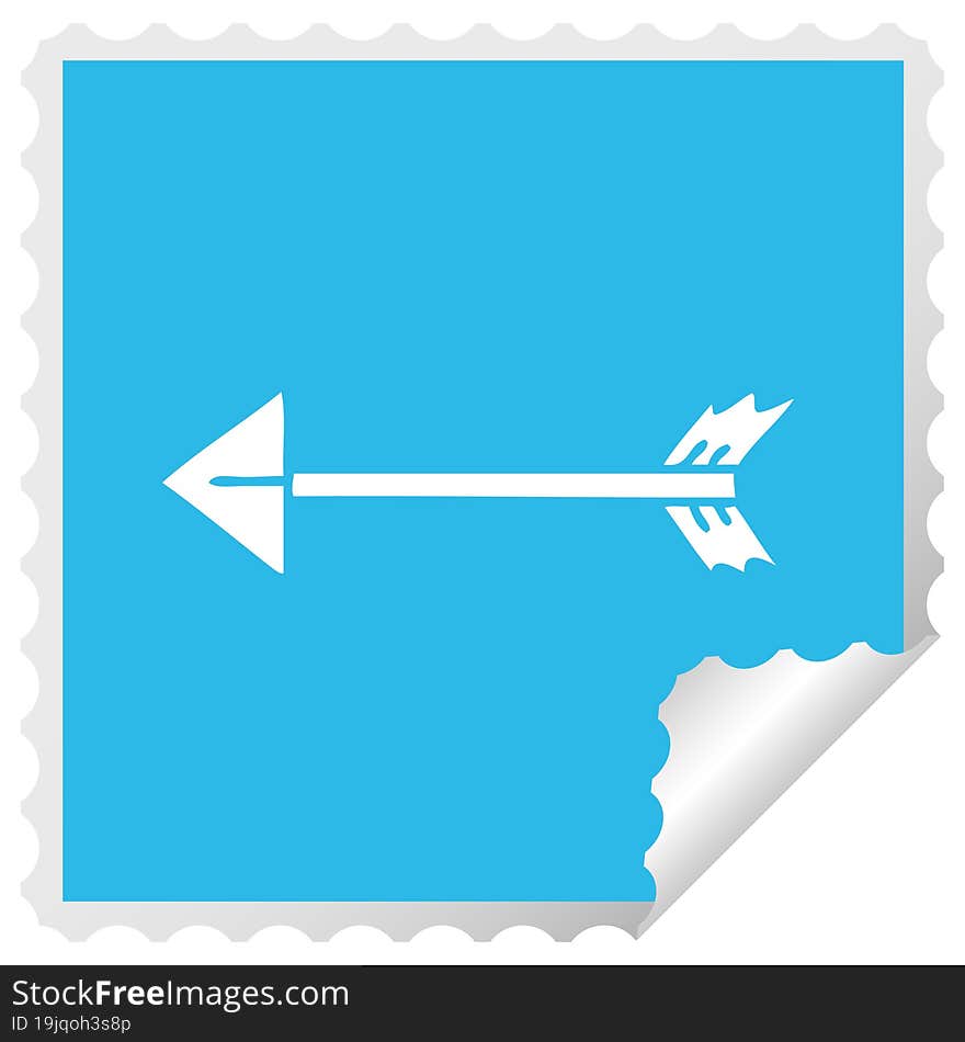 quirky square peeling sticker cartoon arrow