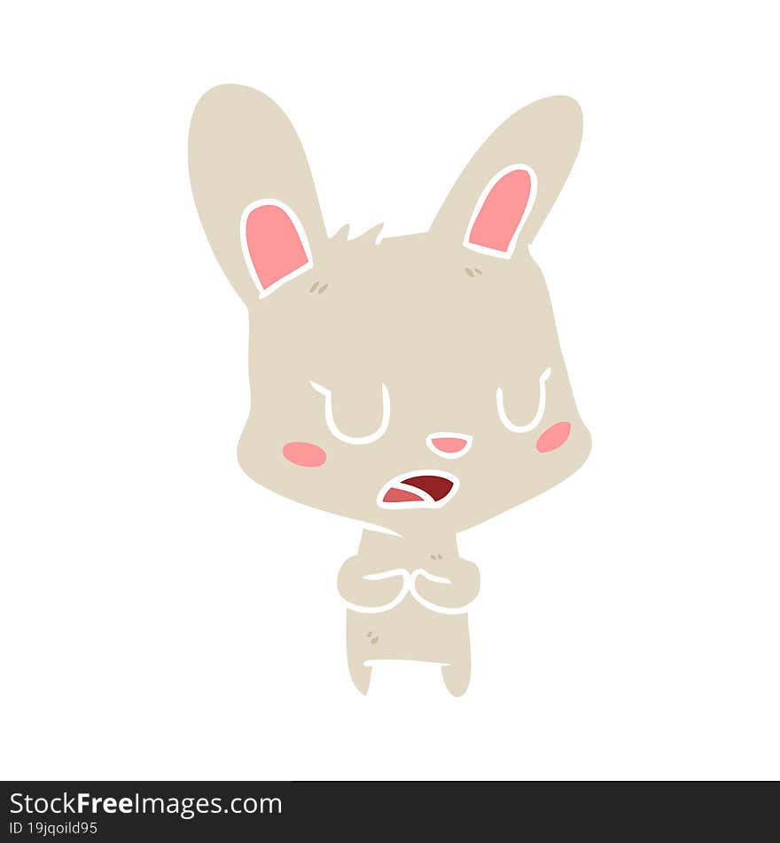 flat color style cartoon rabbit talking