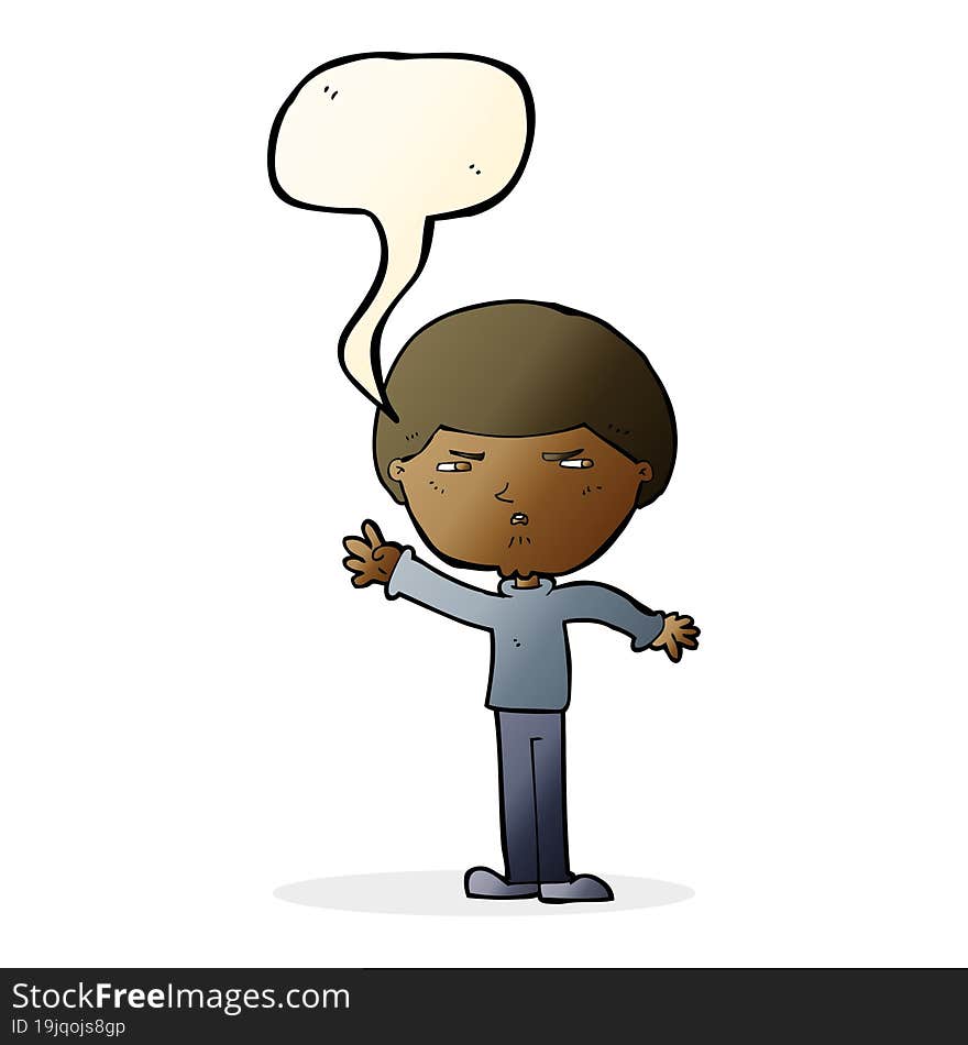 cartoon mean man with speech bubble