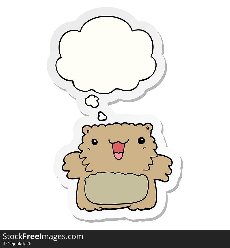 cartoon bear and thought bubble as a printed sticker