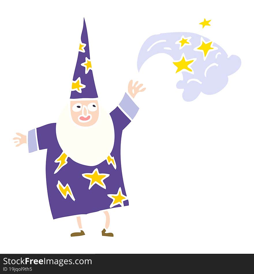 Cartoon Doodle Wizard Casting Spell