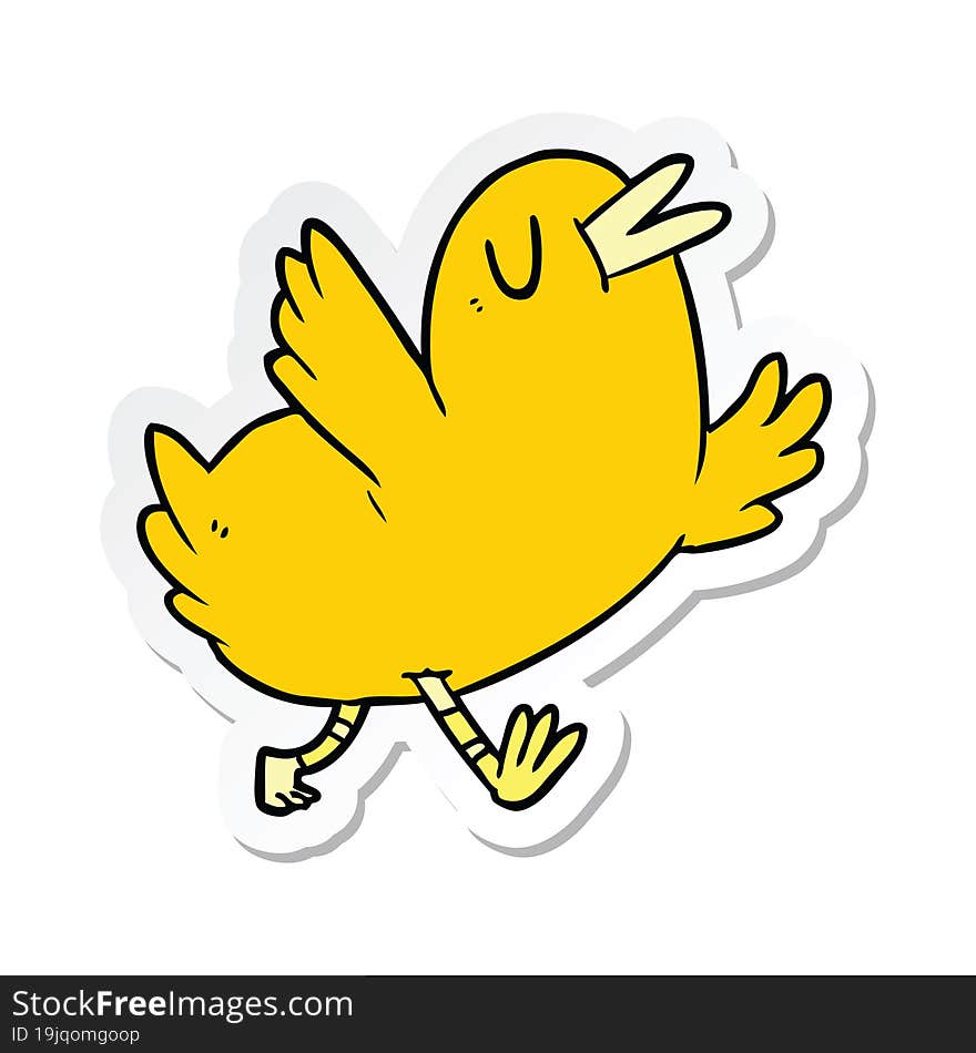 Sticker Of A Cartoon Happy Bird