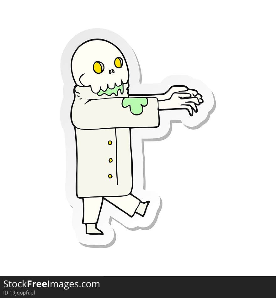 sticker of a cartoon zombie