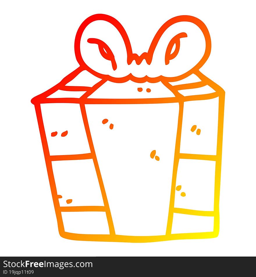 warm gradient line drawing of a cartoon present