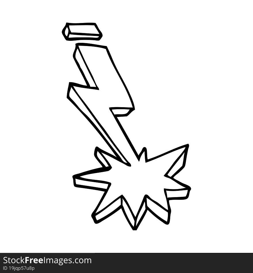 Line Drawing Cartoon Thunder Bolt