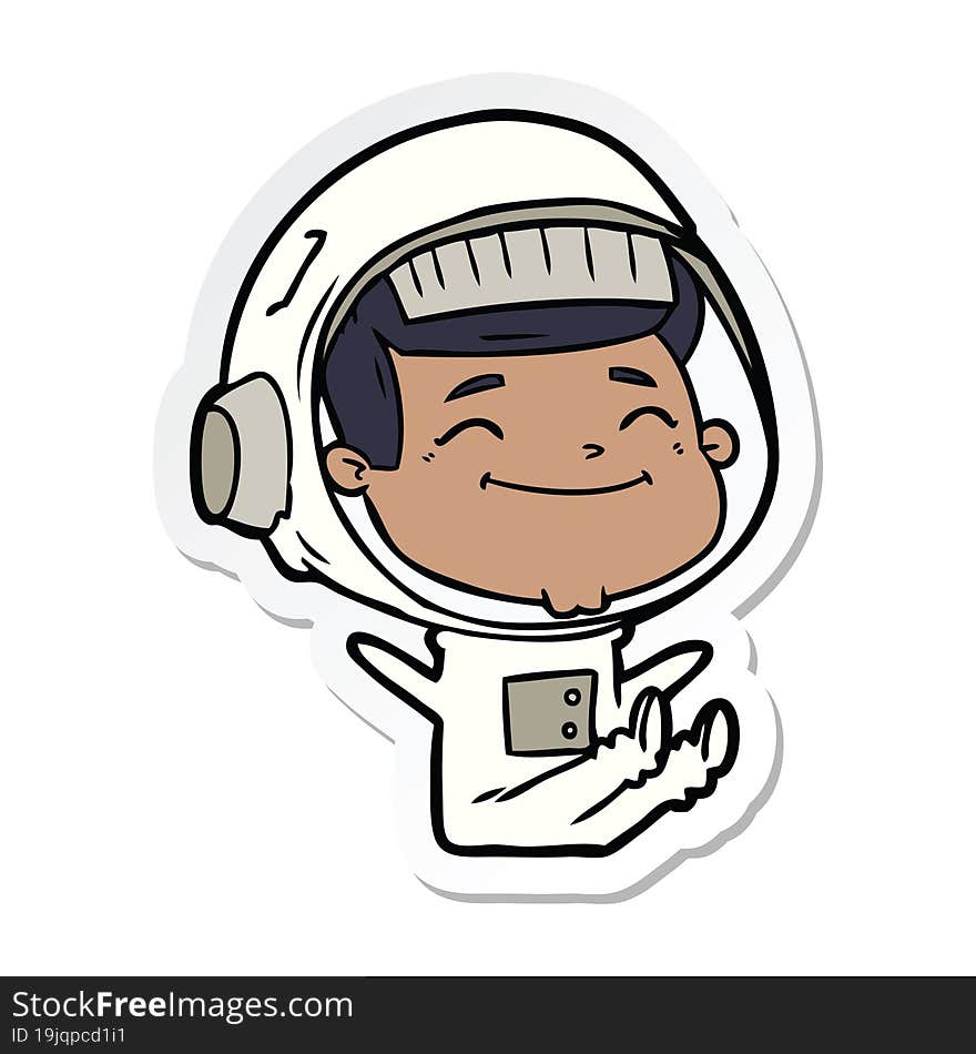 sticker of a happy cartoon astronaut