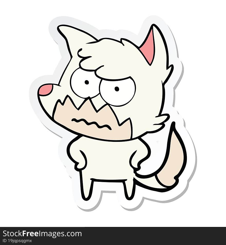 sticker of a cartoon annoyed fox